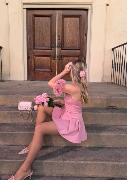 Sweet Pink Tube Top Waist Mini 16th Birthday Homecoming Dress - View 3 | FashionDia