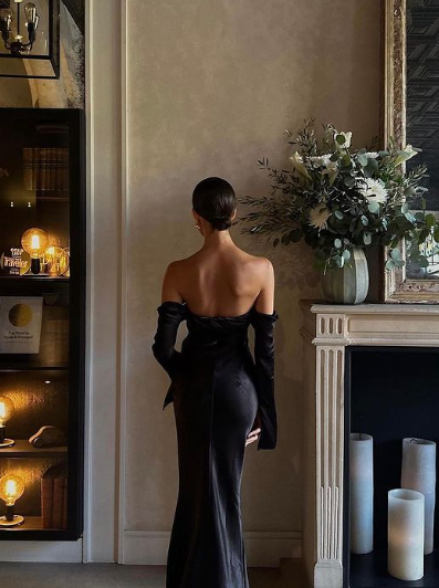 Formal Off-shoulder Sleeveless Mermaid Satin Evening Prom Dresses - View 3 | FashionDia