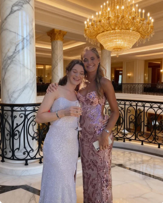 Sweet Pink Mermaid Spaghetti Strap Deep V-Neck Backless Sequin Long Prom & Evening Dress - View 3 | FashionDia