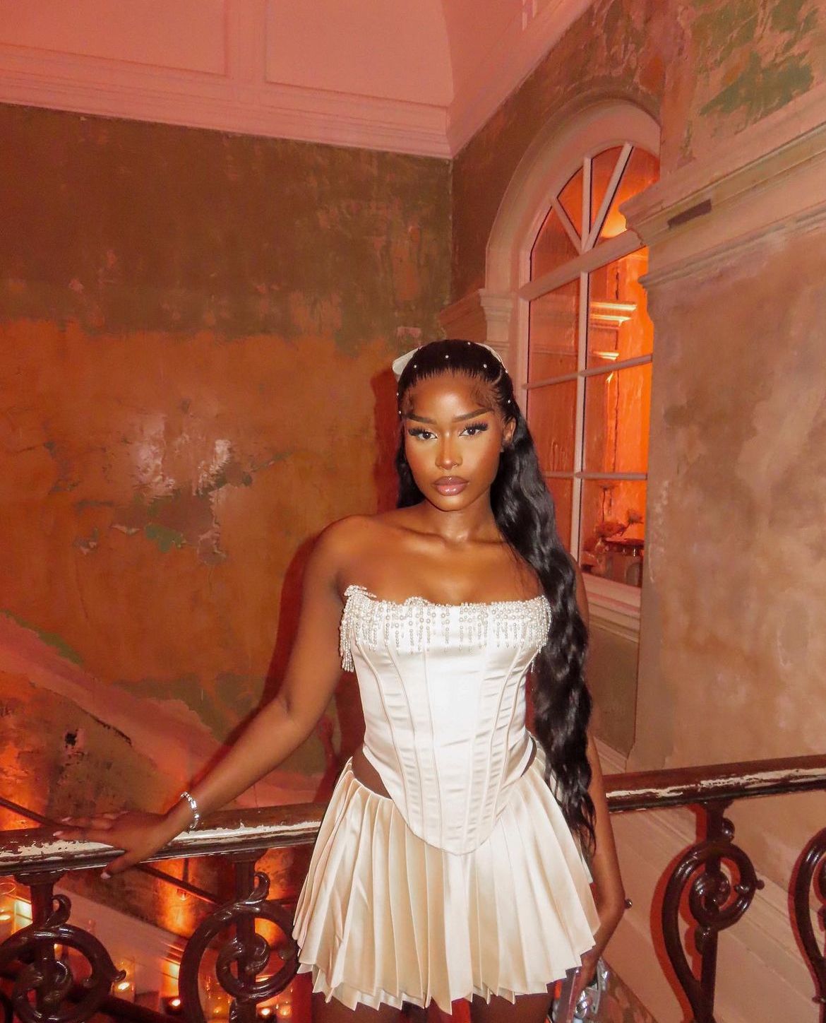 Elegant Ivory Tube Top Tassel Corset Satin Pleated 17th Birthday Homecoming Dress - View 3 | FashionDia