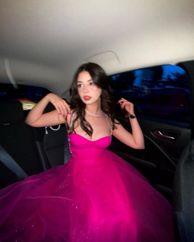 Sweet Rose Pink A-Line Suspender Tulle Long Prom & Evening Dress 20th Birthday Dress - View 4 | FashionDia