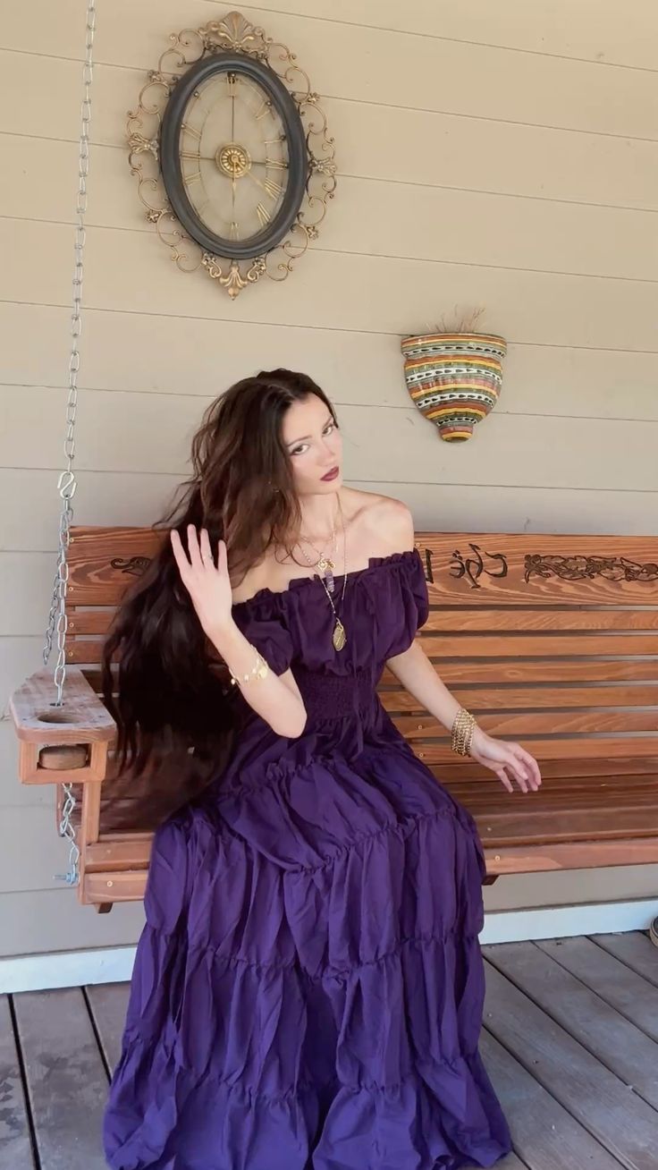 Elegant Dark Purple Off-the-Shoulder Waist A-Line Long Prom & Evening Dress - View 2 | FashionDia