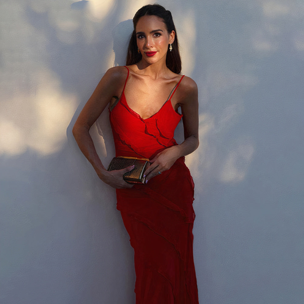 Paloma Minimalist Gala Dress with Ruffles Designer Edit