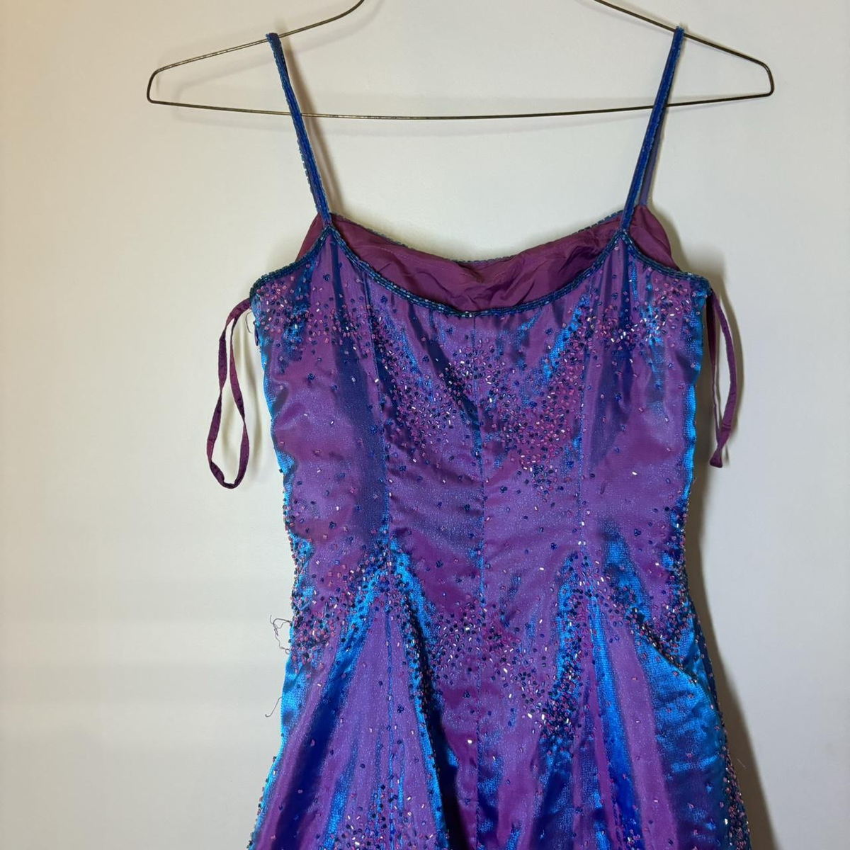 Gorgeous Purple Beaded A Line Evening Gown Spaghetti Straps Party Prom Dress Y7955 - View 10 | VelvetHem