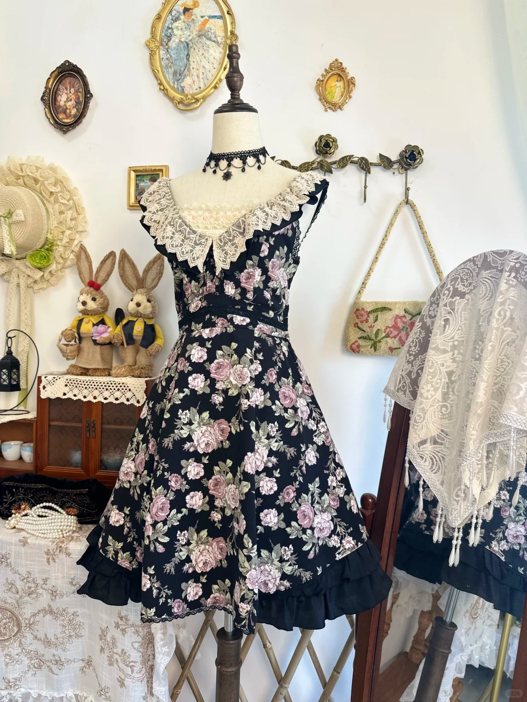 Pretty Black Chiffon Printed Floral Short Party Dress Formal Homecoming Dress Birthday Outfits