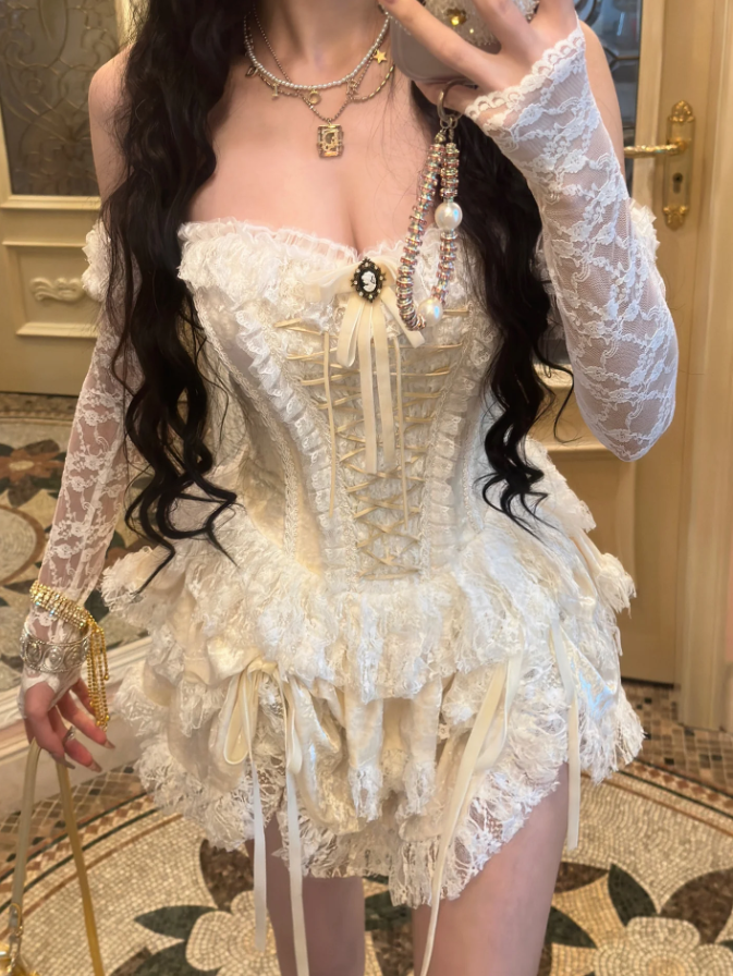 Sweet Sweetheart Neck Light Yellow Lace Layered Short Birthday Dress Formal 8th Grade Homecoming Dress - FashionDia