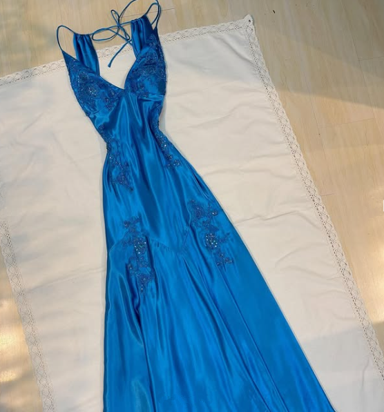Charming Hot Pink Satin Beaded Prom Dress Evening Gown