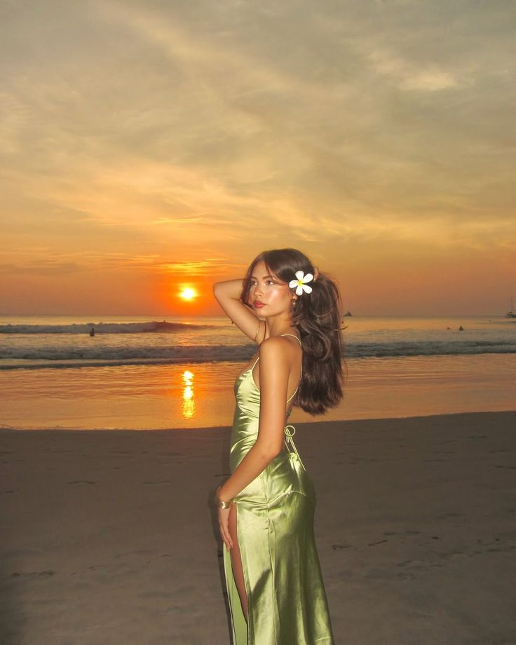 Simple Green Halter Satin Slit A Line Long Party Dress Evening Gown