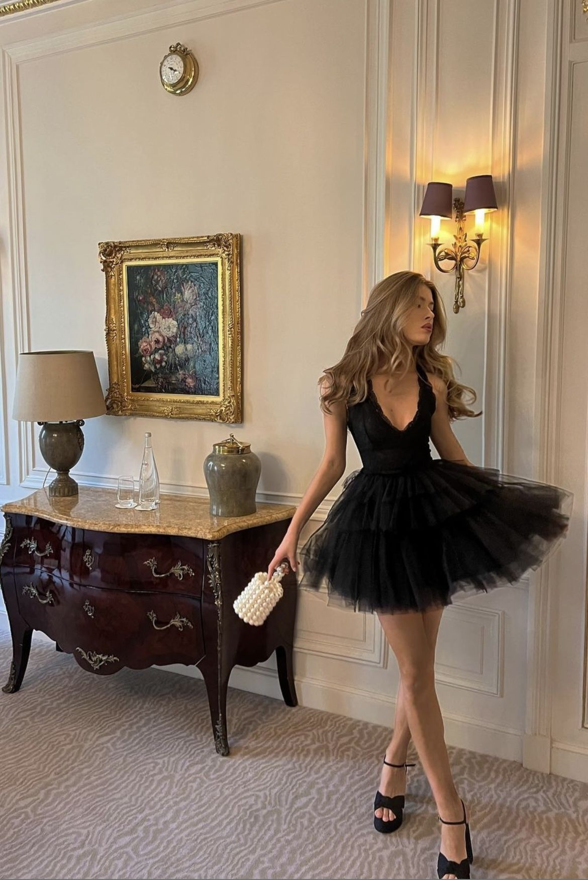 Sexy Black V-Neck Tulle A-Line Cocktail Dress Short Homecoming Dress - FashionDia