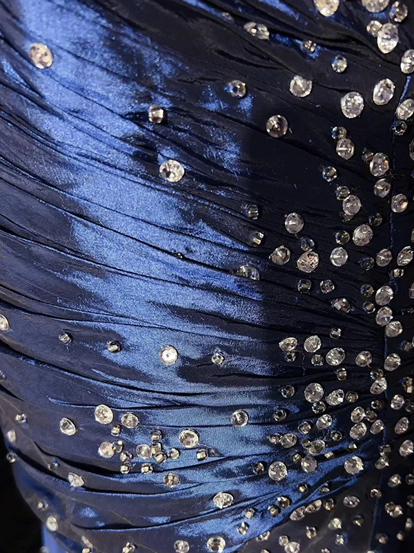 Sexy Sweetheart Blue Mermaid Satin Beaded Long Prom Dress Party Gown - View 2 | FashionDia