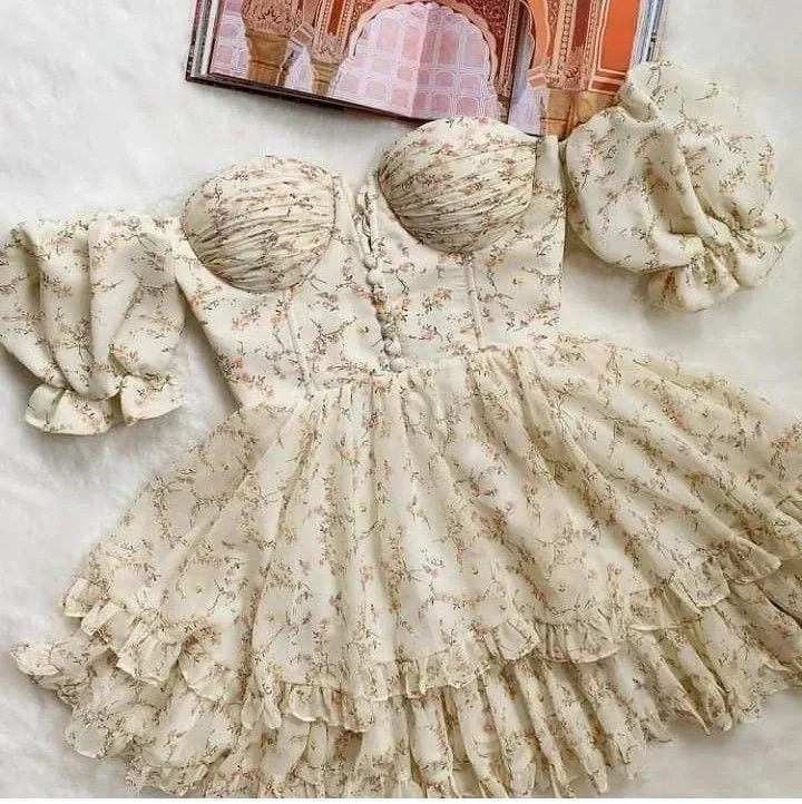 Vintage Floral Homecoming Dress Summer Dress (ZD11883)