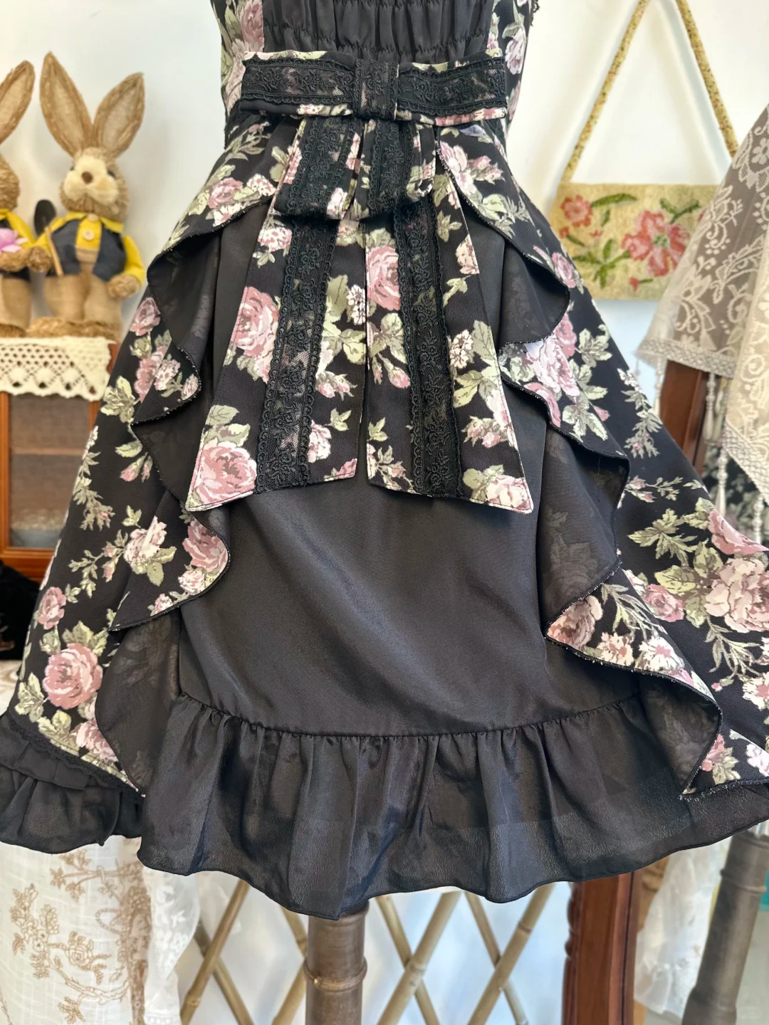 Pretty Black Chiffon Printed Floral Short Party Dress Formal Homecoming Dress Birthday Outfits
