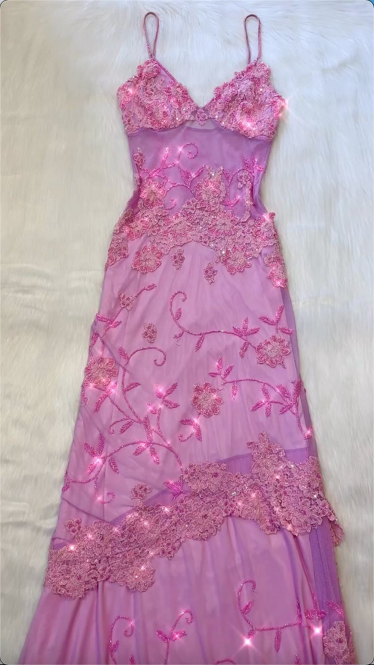 Sparkly Tulle Lace Beaded Prom Dress Pink Party Evening Gown