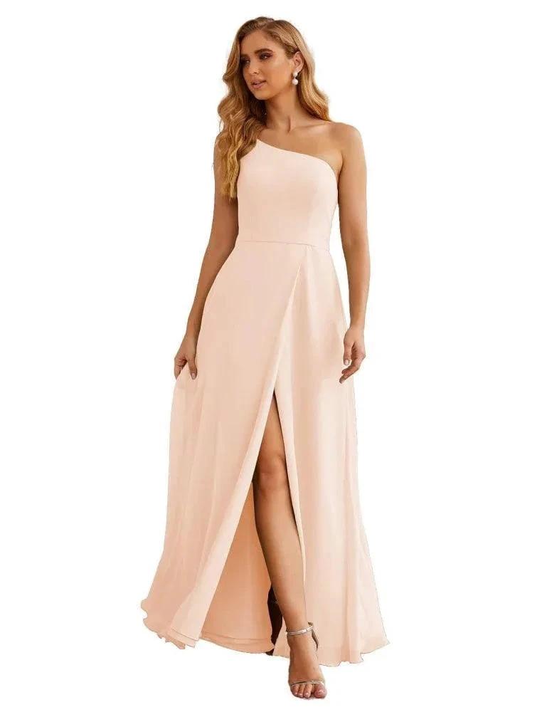 ZapDress One Shoulder Chiffon Bridesmaid Dresses Long Formal Homecoming Prom Gowns for Women Party Wedding Evening (ZD16950)