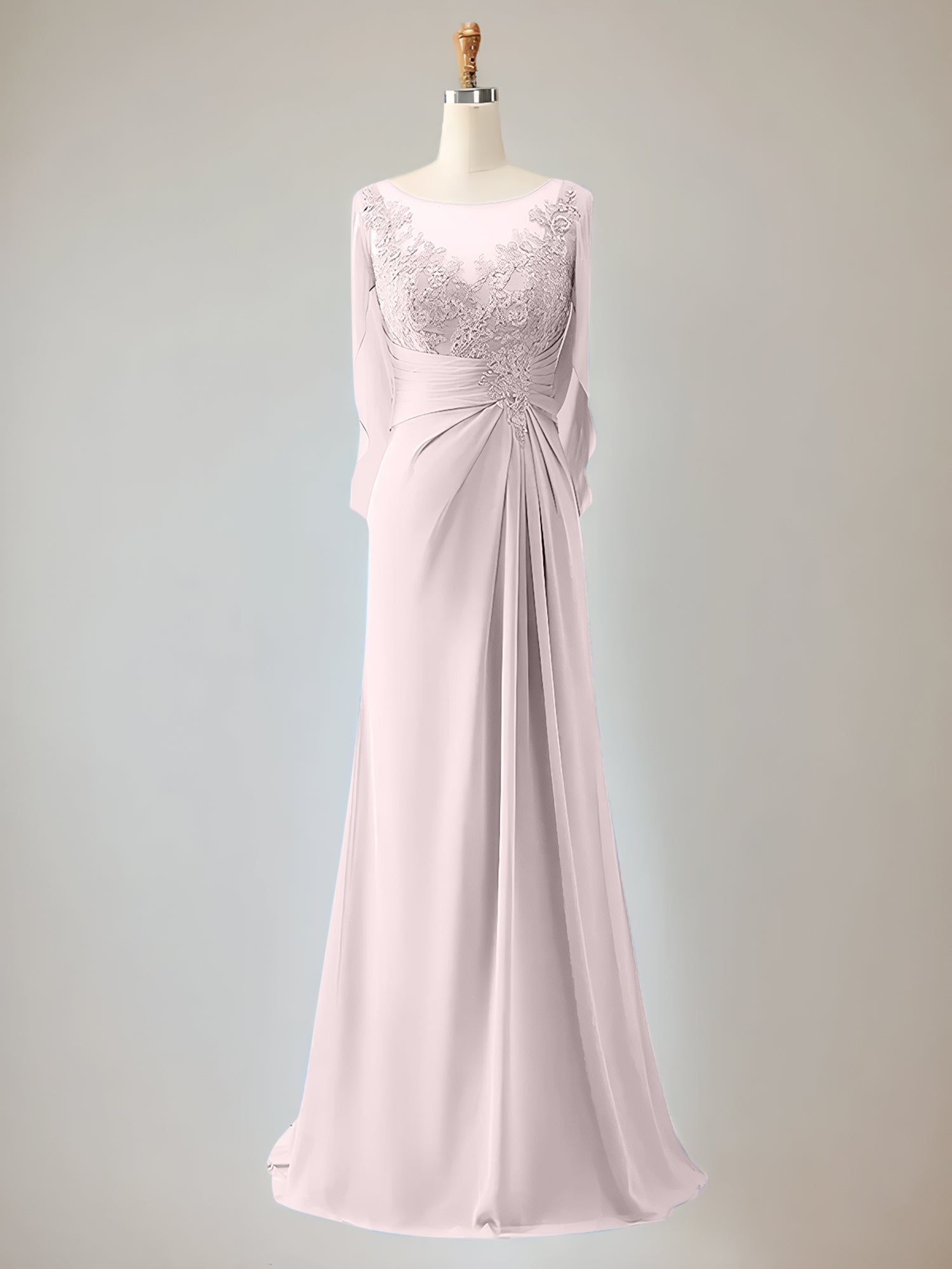 Trumpet/Mermaid Scoop Neck 1/2 Sleeve Chiffon Mother of the Bride Dress With Beadings