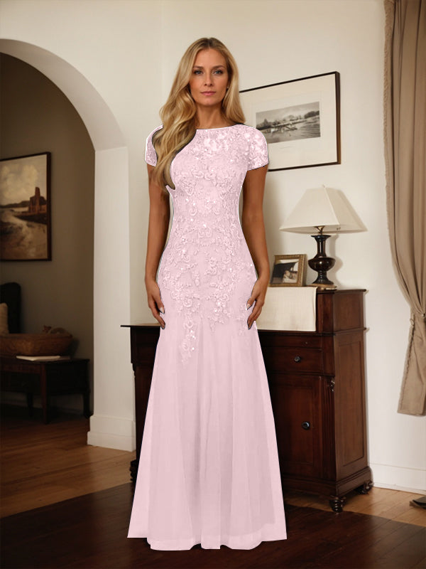 Dark Navy Mermaid Scoop Sequins Tulle Dress