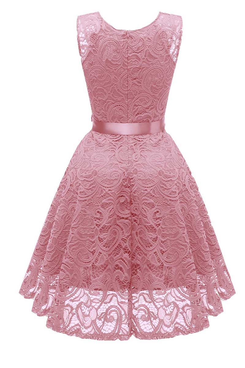 Pink Lace Short Baby Doll Prom Dress - Fashionpara