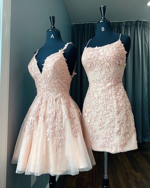 Pink Appliques Short Homecoming Dress Cocktail Dress