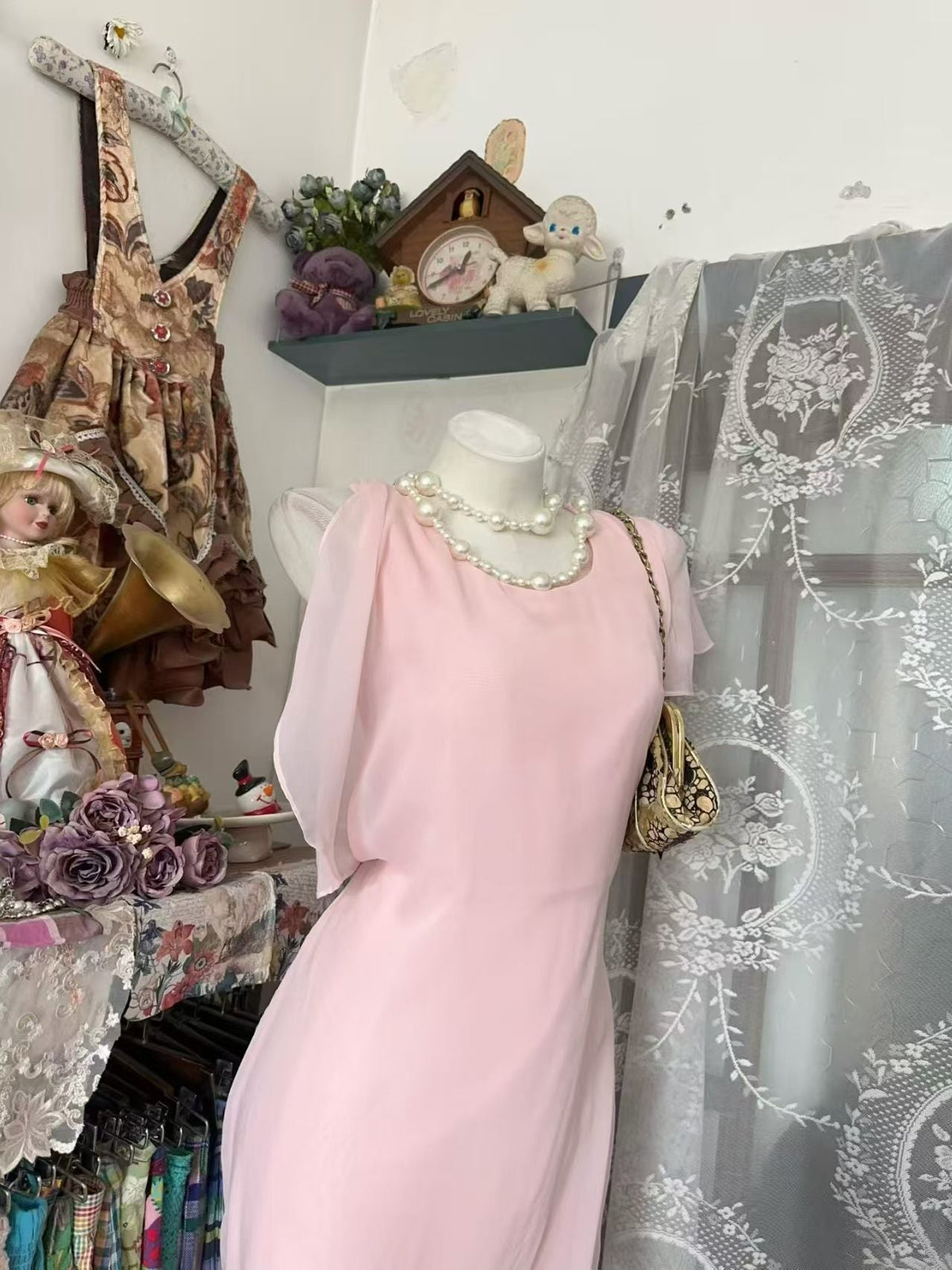 Pink Chiffon Short Homecoming Dress Modest Party Dress J10906