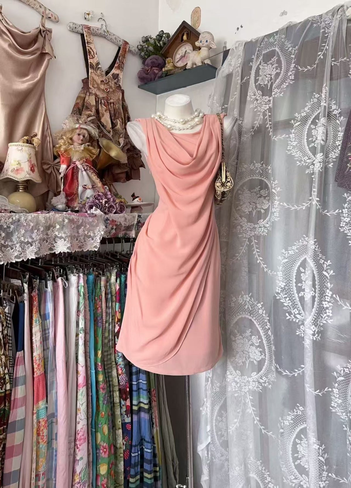 Pink Sheath Chiffon Homecoming Dress Short Party Dress J10932