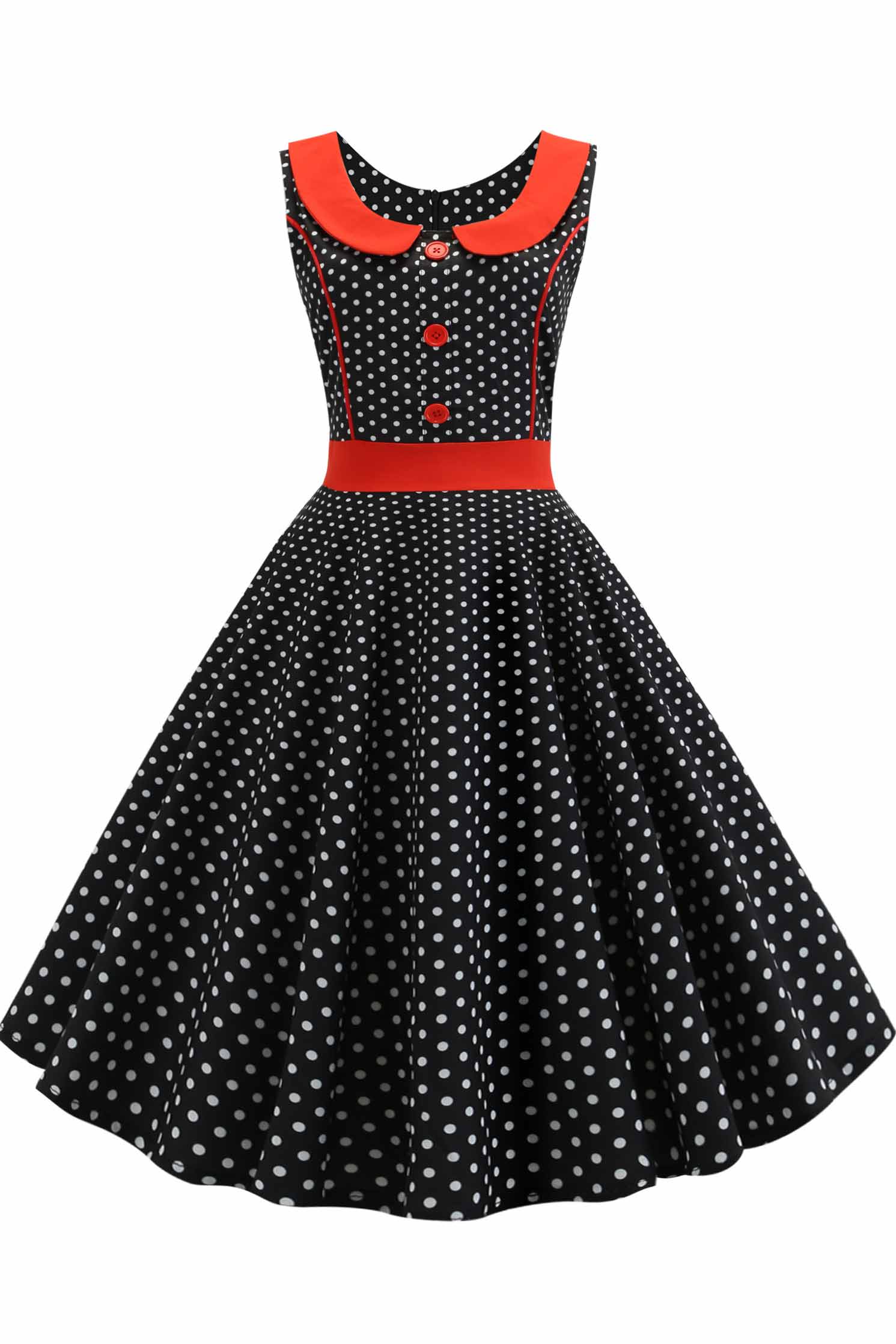 Pink Polka Dot Babydoll Button A-line Dress - Fashionpara
