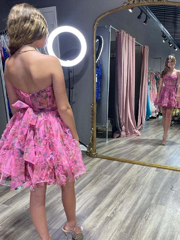 Sweetheart A-Line Short Tulle Homecoming Dress