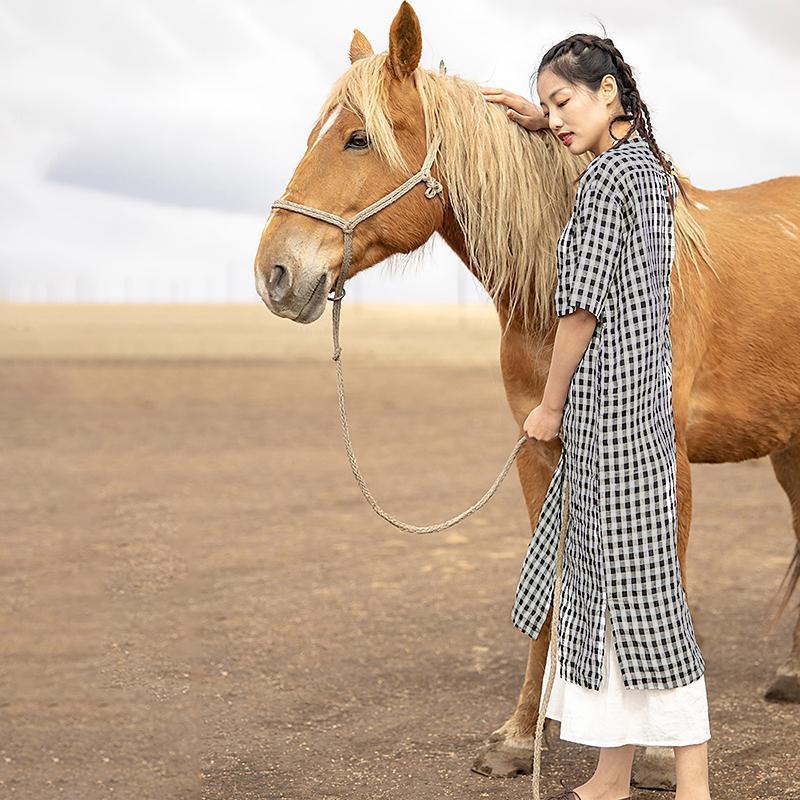 Plus Size Plaid Patchwork Casual Dress
