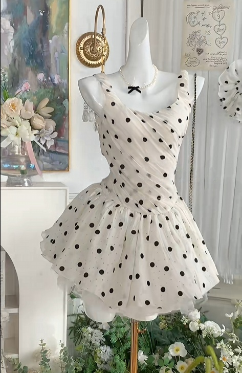 Polka Dot A-Line Birthday Dress Short Homecoming Dress