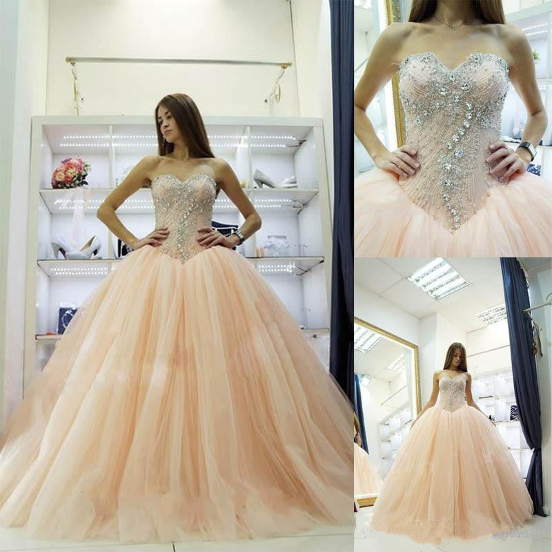 Pretty Sweetheart Princess Ball Gowns Crystals Beading Wedding Dresses