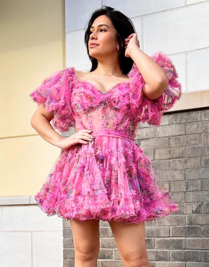 Sweet Off The Shoulder A-Line Short Tulle Homecoming Party Dress
