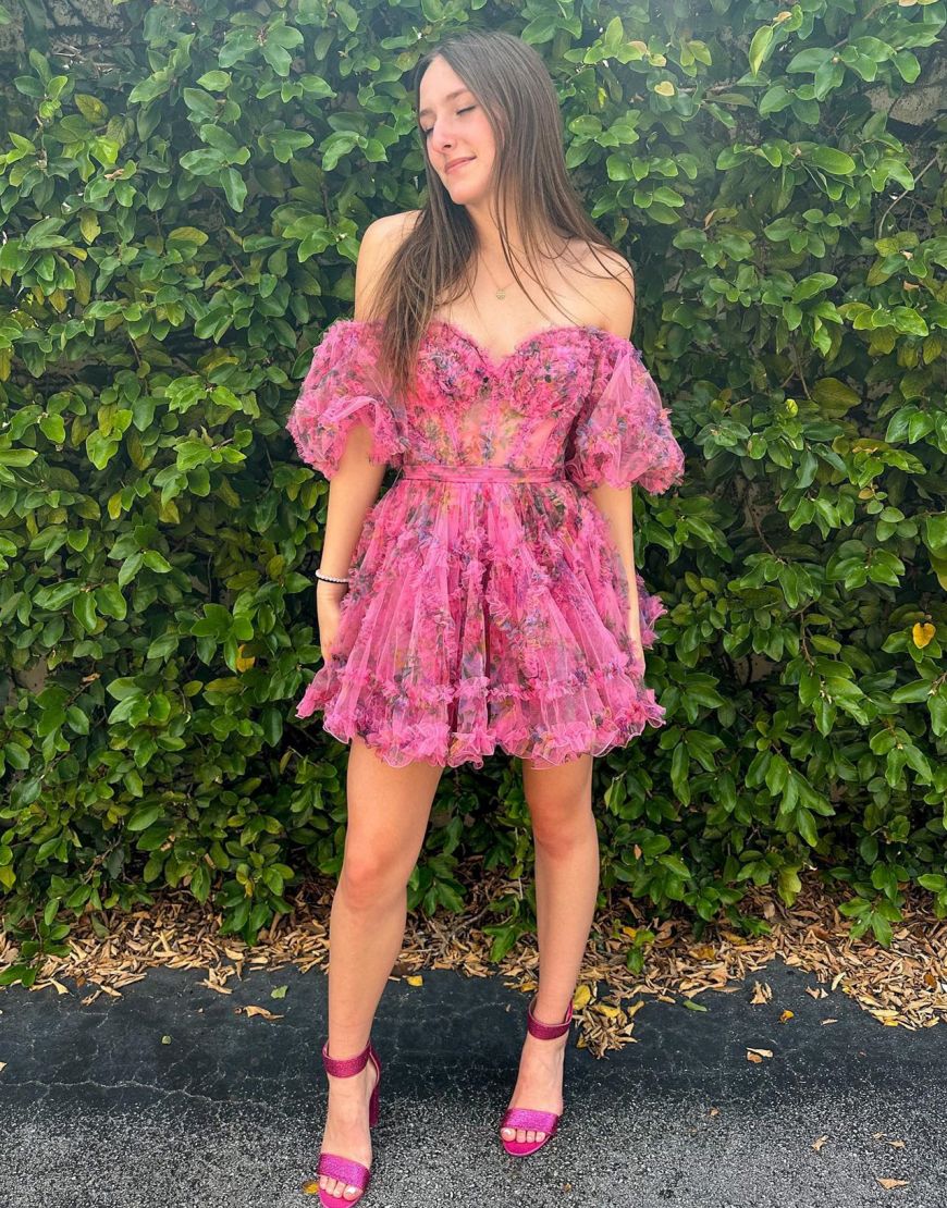 Sweet Off The Shoulder A-Line Short Tulle Homecoming Party Dress