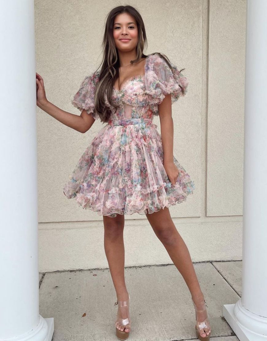 Sweet Off The Shoulder A-Line Short Tulle Homecoming Party Dress