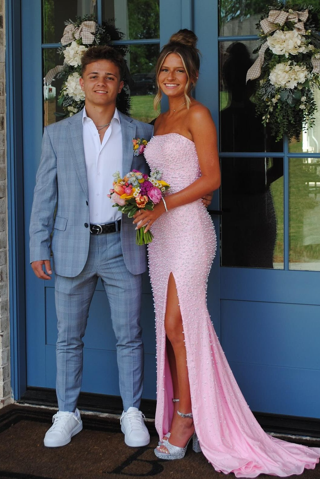 Stunning Mermaid Strapless Black Long Prom Dress with Pearls - View 12 | FashionDia