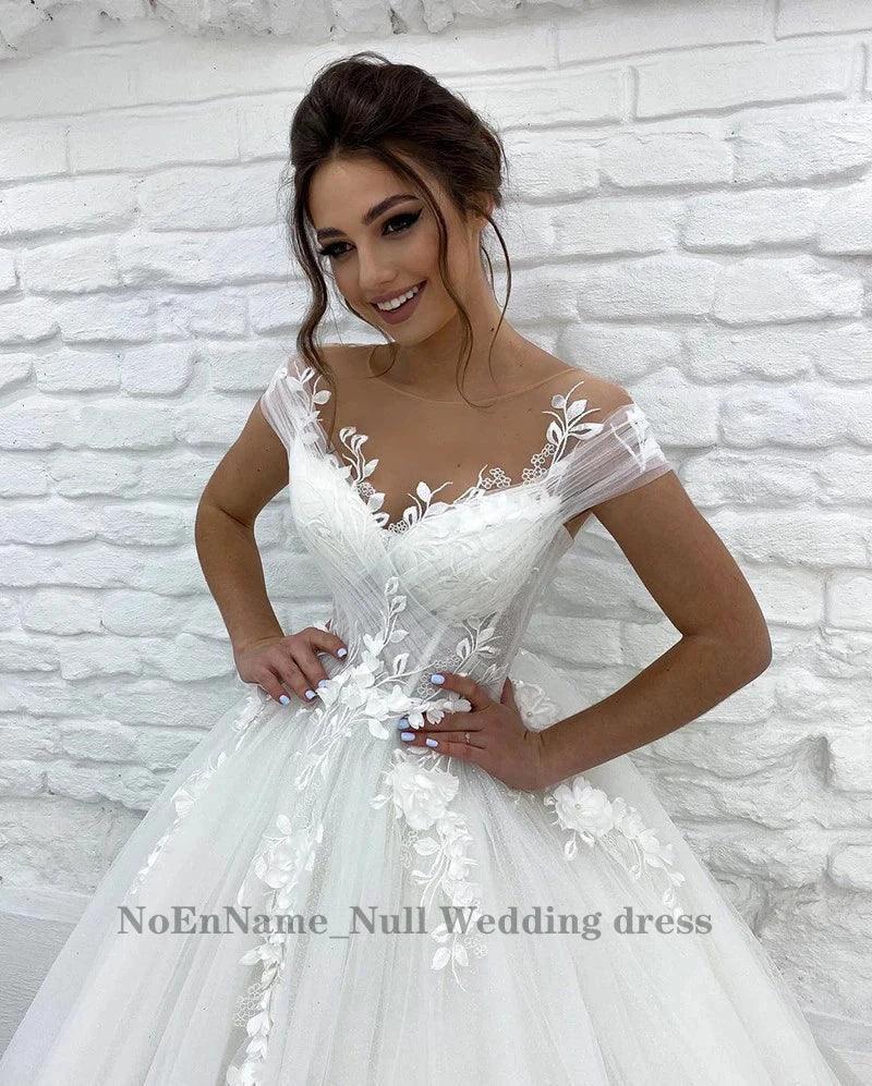 Princess Wedding Dresses Off Shoulder 3D Lace Applique Ladies Sleeveless Boho Bridal Gowns Vestido De Novia Custom 2023 (ZD13467)