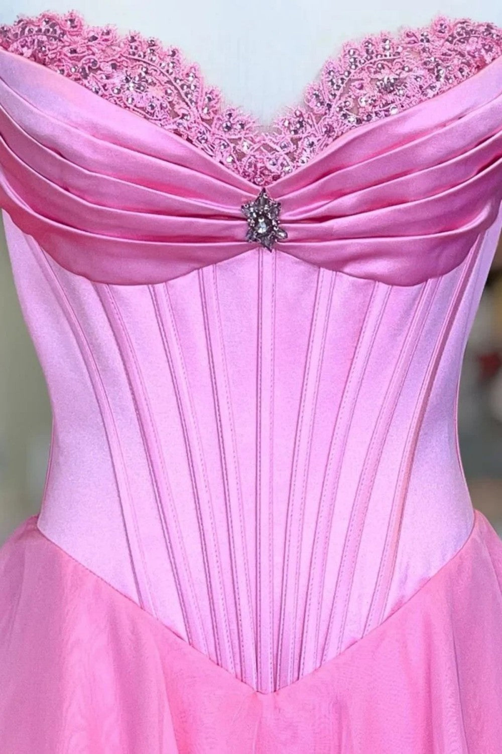 Princess A Line Sweetheart Light Blue Corset Prom Dress with Appliques Ruffles - View 12 | FashionDia