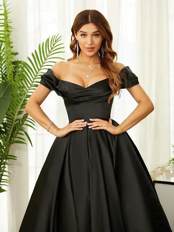 Homecoming Dresses Off the Shoulder Tea-Length Dresses (ZD11672)