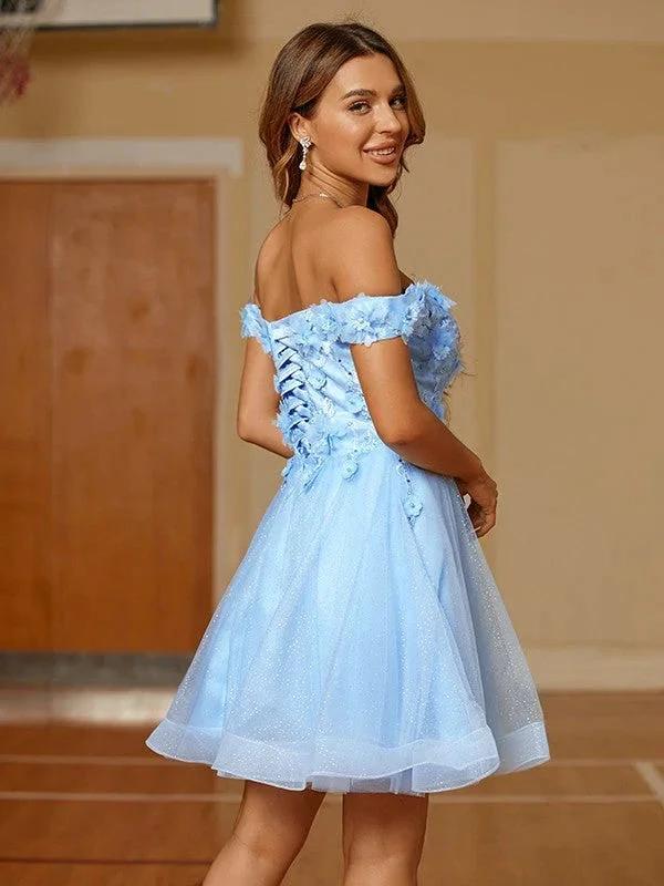 Tulle Applique Off-the-Shoulder Short/Mini Dresses (ZD11670)