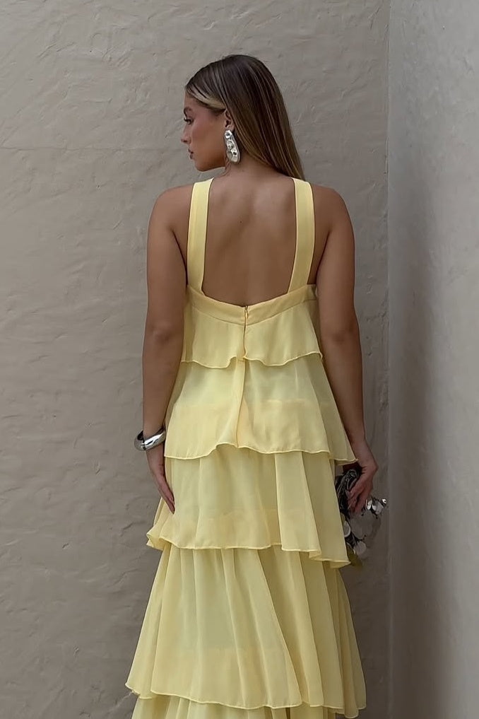 Princess A Line Halter Neck Pink Long Prom Dress with Ruffles