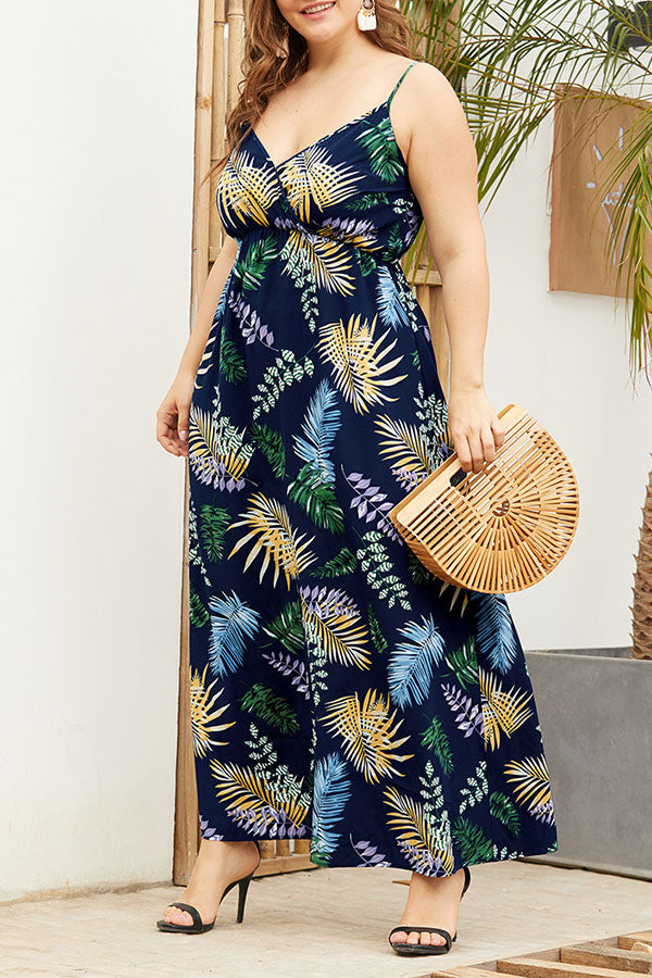 Plus Size Printed Sleeveless Maxi Dress - Fashionpara