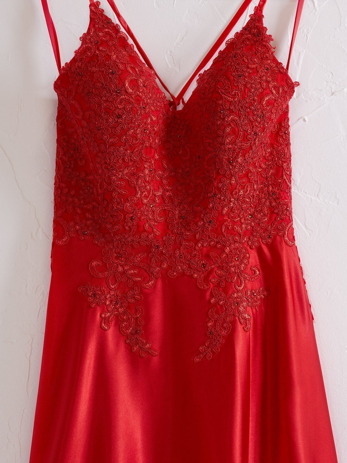 A-line Spaghetti Straps Corset Back Prom Dress With Split - View 3 | VelvetHem