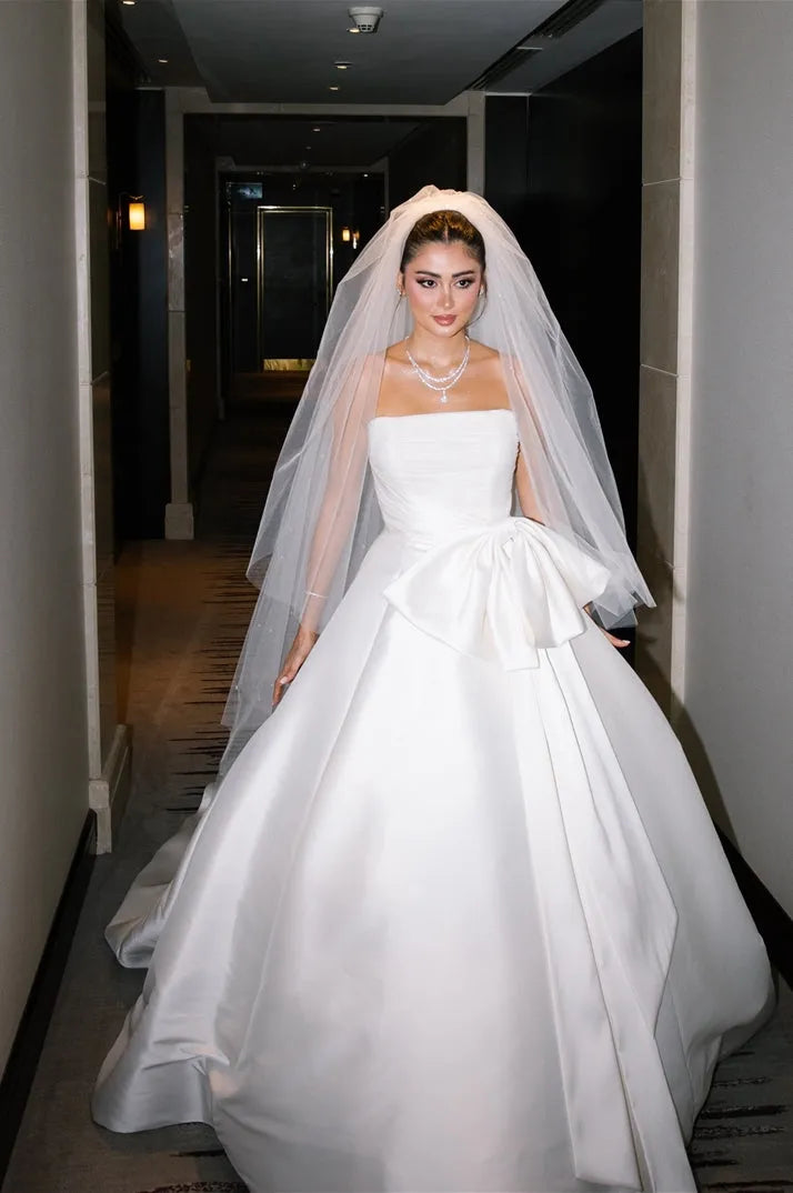 Elegant A-Line Wedding Dresses White Strapless Princess Bridal Dress Boho Beach Wedding Prom Ball Gowns Customized