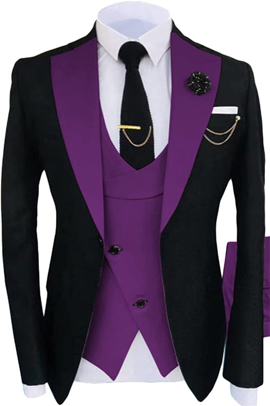 Purple Shawl Lapel 3 Piece Prom Suit