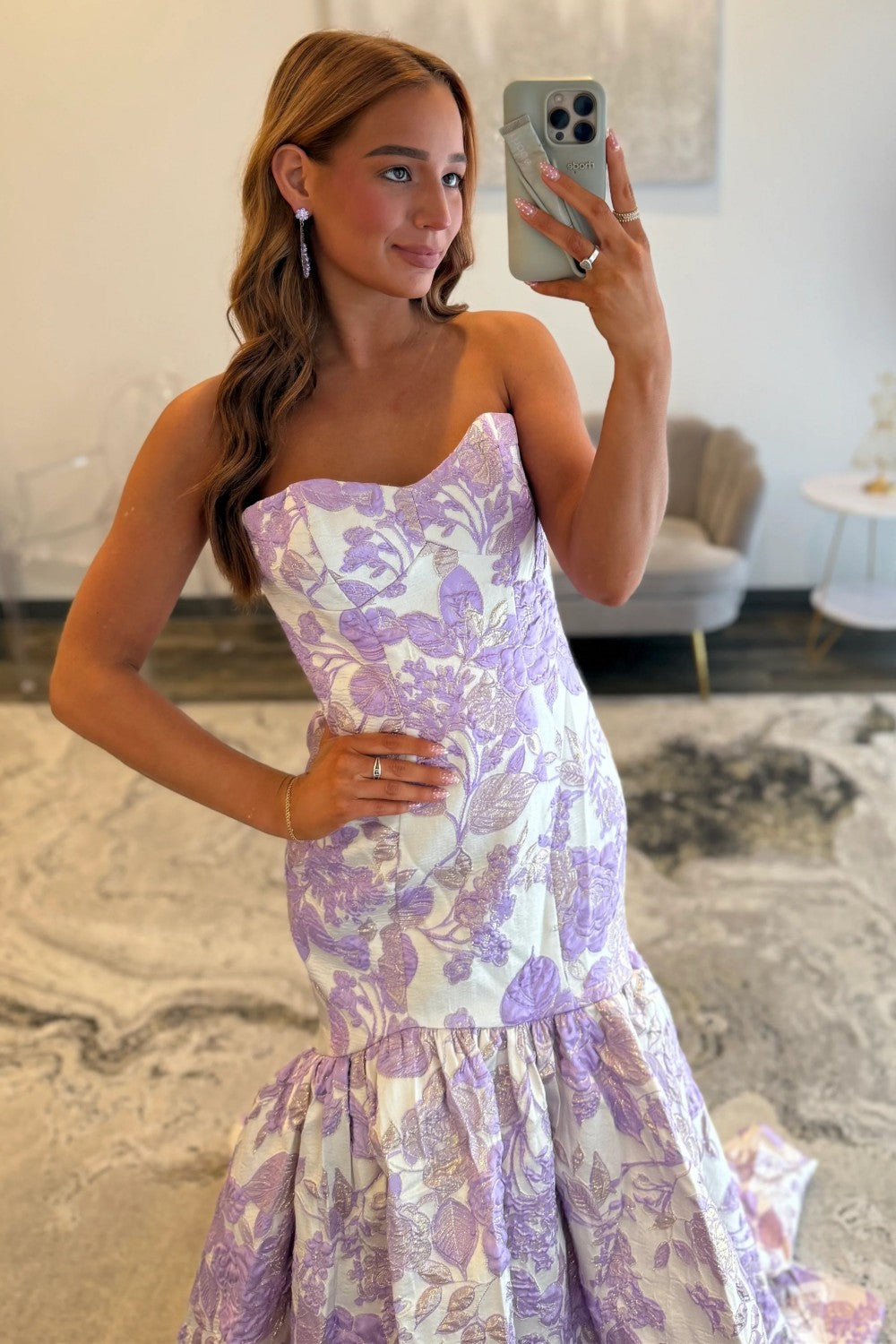 Stunning Mermaid Sweetheart Purple Long Prom Dress with Court Train