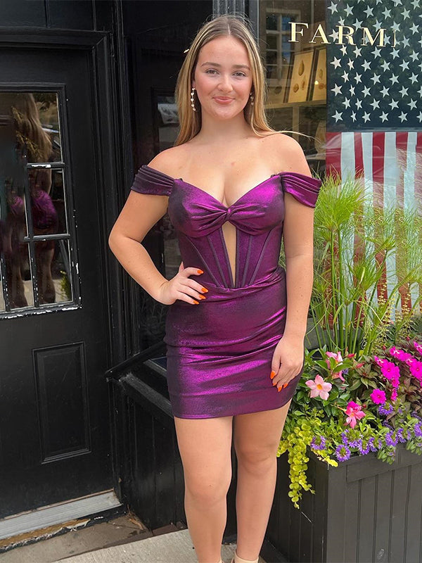 Mermaid Off the Soulder Knotted Tight Short Homecoming Dress - FashionDia