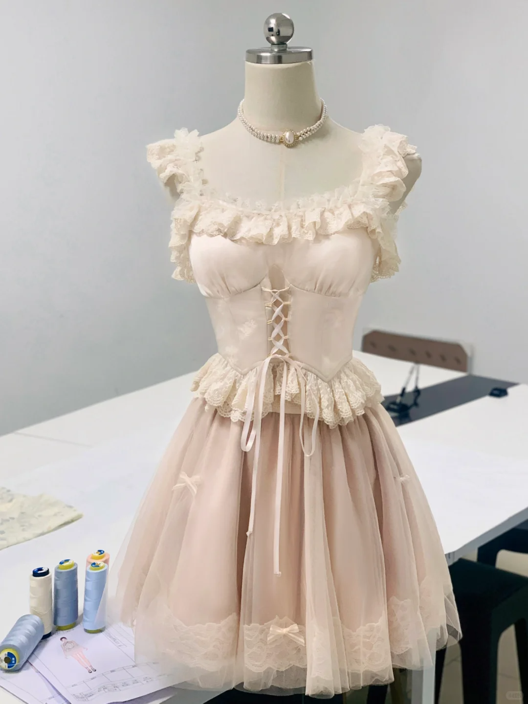 Cute Light Blush Pink Tulle Lace A-Line Birthday Dress Formal 6th Grade Homecoming Dress - FashionDia
