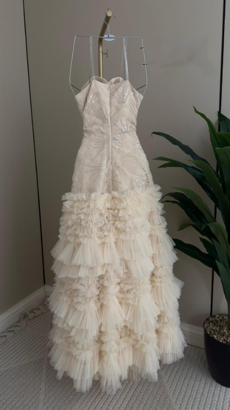 Elegant Sweetheart Neck Pink Sequin Tulle Lace Pleated Mermaid Long Party Dress Evening Gown - View 8 | FashionDia