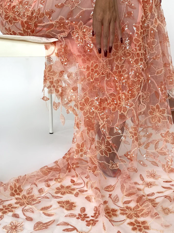 Gorgeous Pink Lace Beading Mermaid Evening Dress Party Prom Dress - View 4 | FashionDia