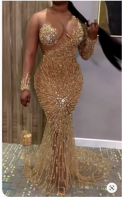Sexy Mermaid Prom Dress With Sleeves , Formal Evening Dress