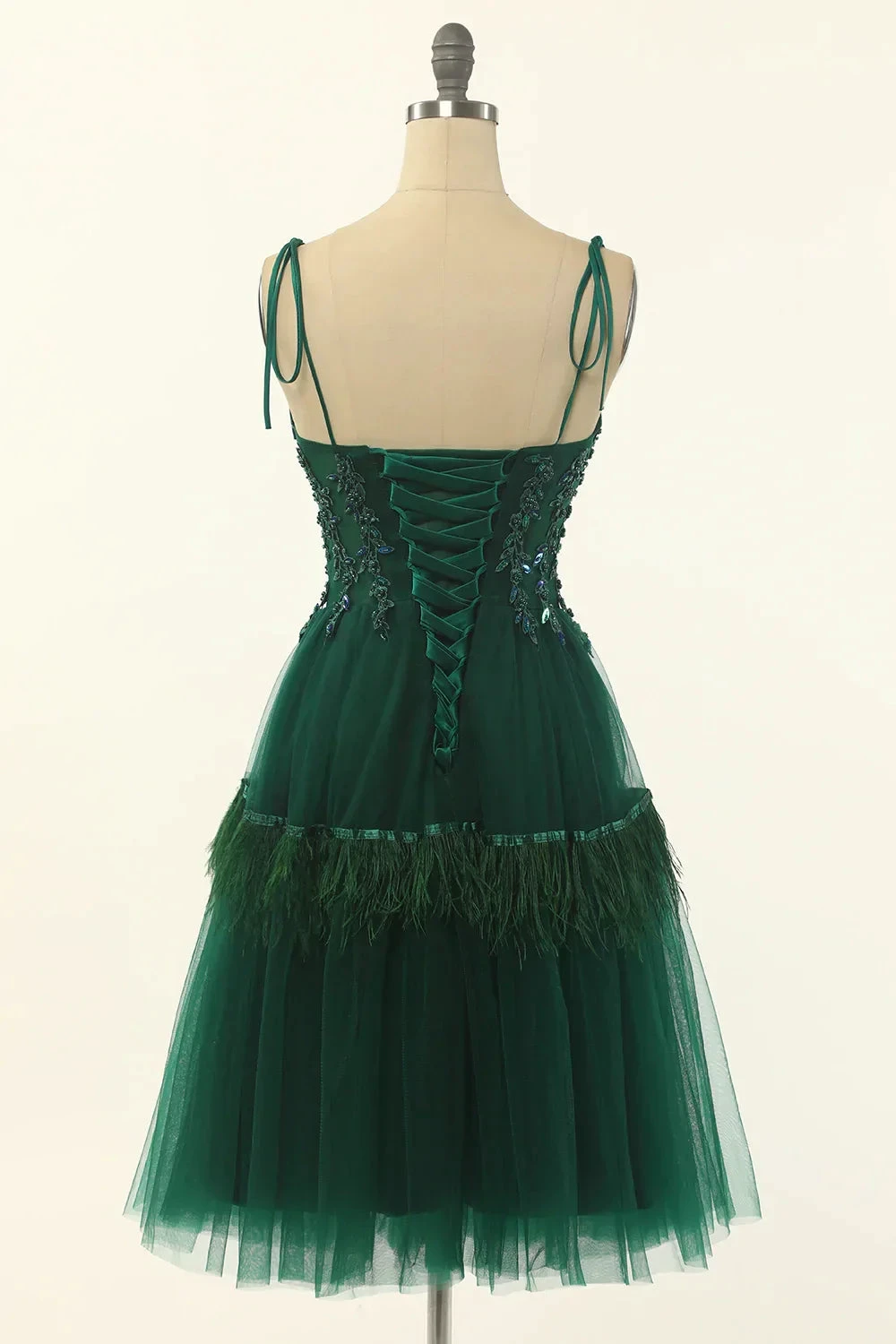 A-Line Green Tulle Above Knee Length Homecoming Dress Party Dress (ZD12423)