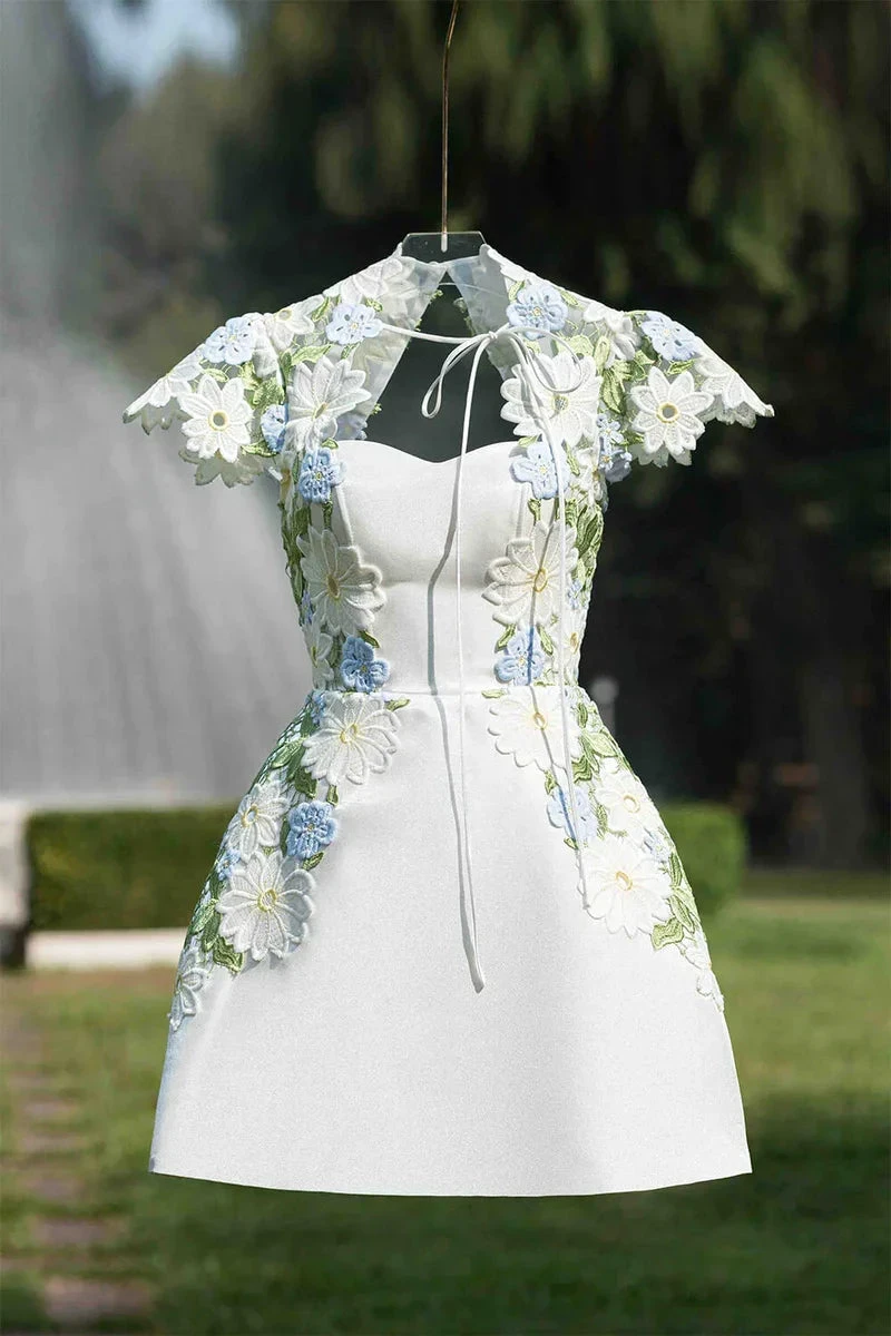 A-line Short Sleeved Mini Homecoming Dress (ZD11901)